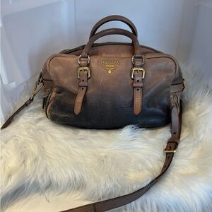Prada Degradé Vitello Daino Bowler Satchel w/ Crossbody Strap (COA)